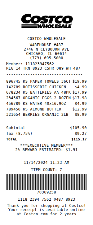 Costco Receipt