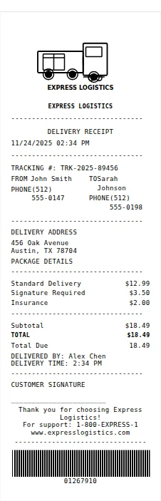 Courier Service Receipt