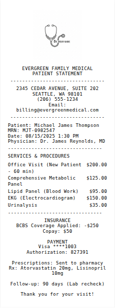 Doctor Receipt Receipt Example
