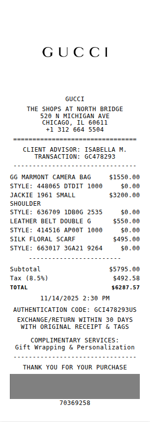 Gucci Receipt Receipt