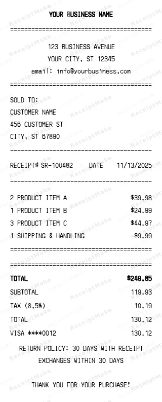 Sales Receipt