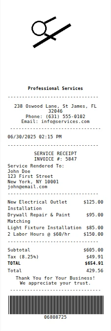 Service Receipt