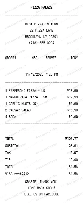 Simple Itemized Receipt