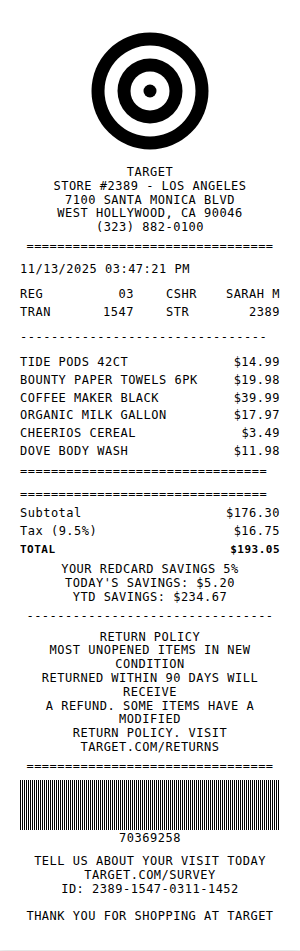 Target Receipt
