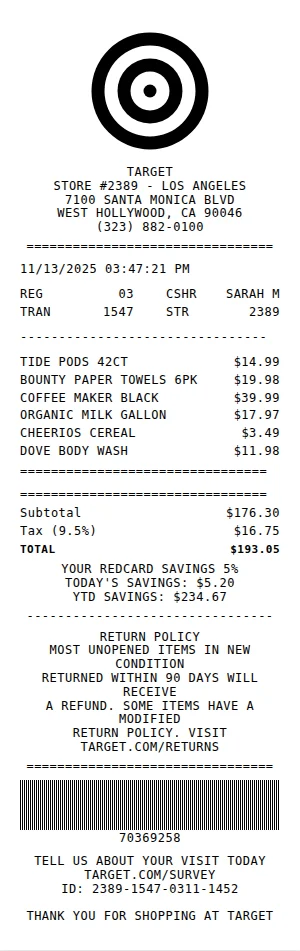 Target Receipt
