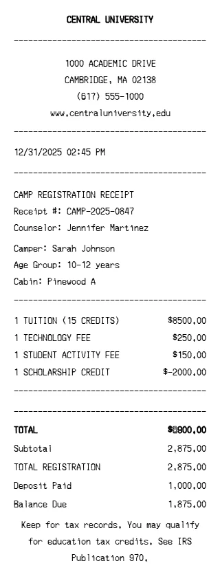 Tuition Receipt