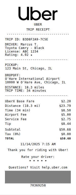 Uber Receipt Receipt